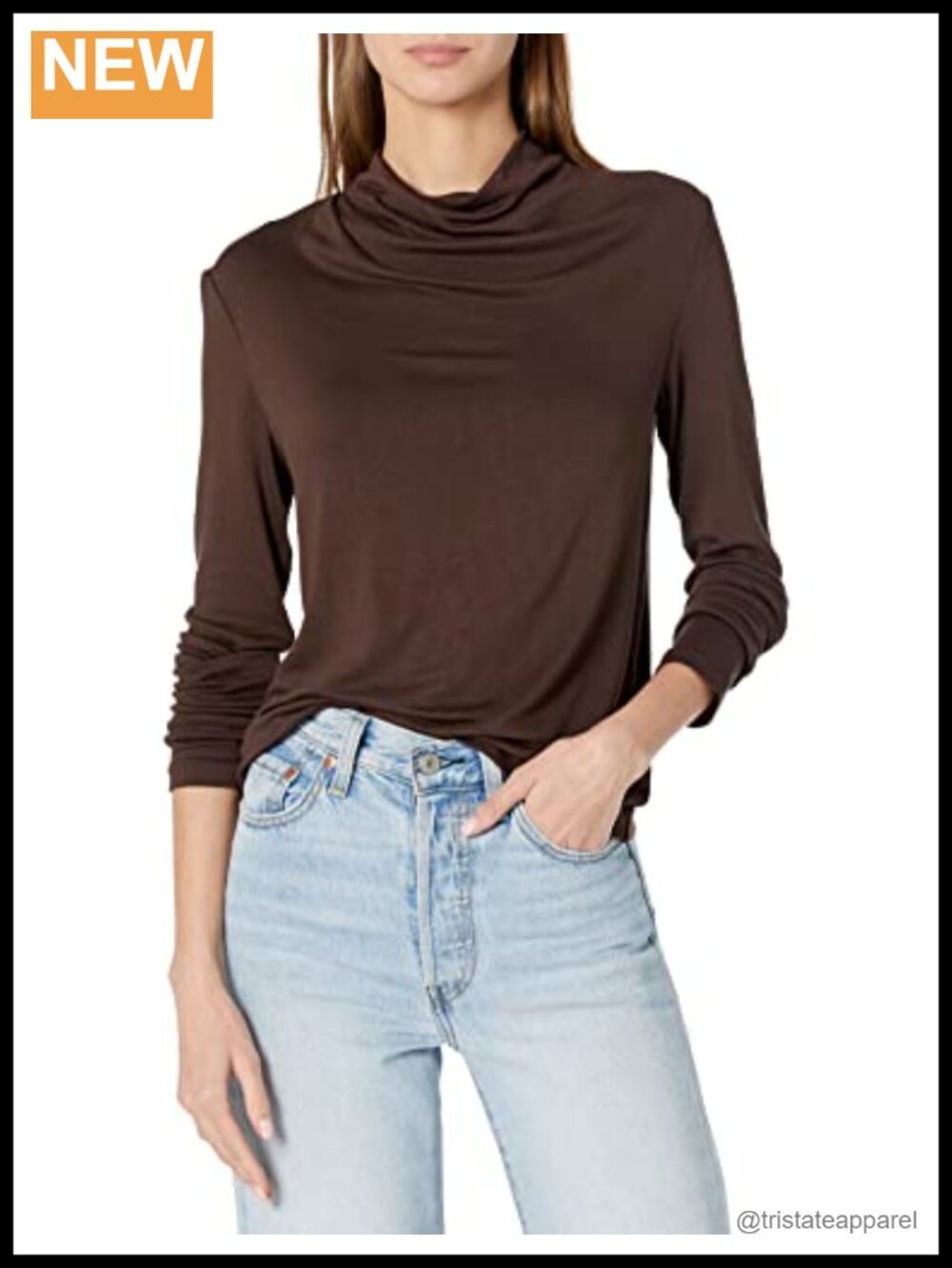 Vince Women's Long Sleeve Cowl Neck Blouse with Stretch Fabric, Vintage Style,